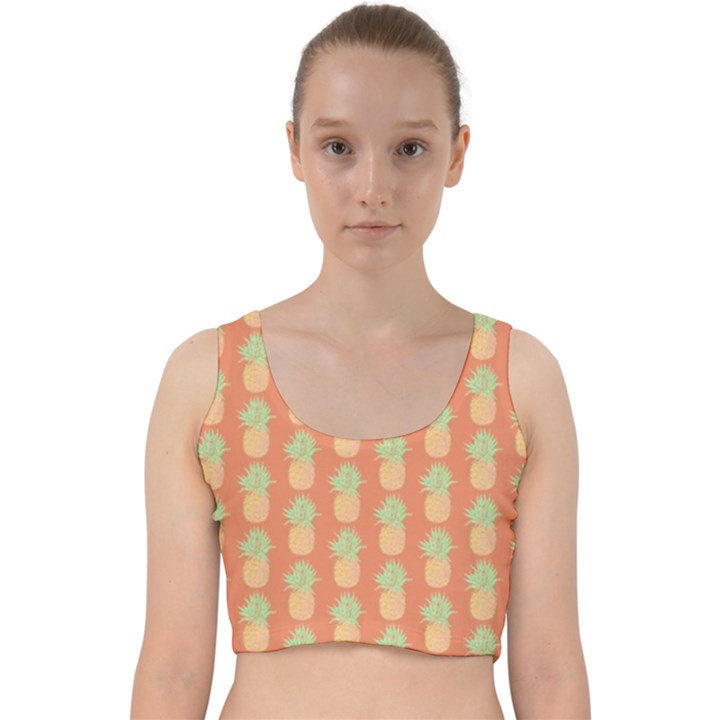 Pineapple Orange Pastel Velvet Racer Back Crop Top