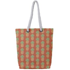 Pineapple Orange Pastel Full Print Rope Handle Tote (small) by ConteMonfrey