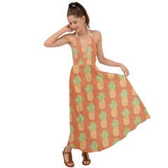 Pineapple Orange Pastel Backless Maxi Beach Dress by ConteMonfrey