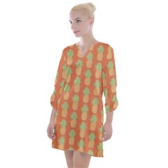 Pineapple Orange Pastel Open Neck Shift Dress by ConteMonfrey