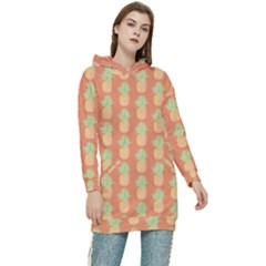 Pineapple Orange Pastel Women s Long Oversized Pullover Hoodie by ConteMonfrey