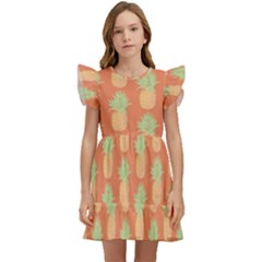 Pineapple Orange Pastel Kids  Winged Sleeve Dress by ConteMonfrey