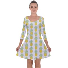 Pineapple Glitter Quarter Sleeve Skater Dress by ConteMonfrey