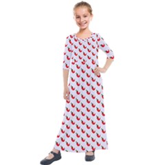 Small Mini Peppers White Kids  Quarter Sleeve Maxi Dress by ConteMonfrey