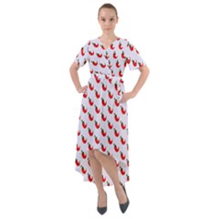 Small Mini Peppers White Front Wrap High Low Dress by ConteMonfrey