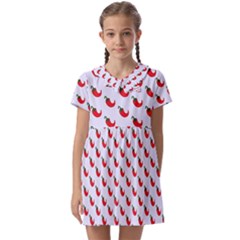 Small Mini Peppers White Kids  Asymmetric Collar Dress by ConteMonfrey