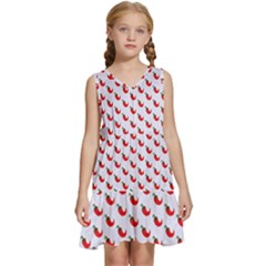 Small Mini Peppers White Kids  Sleeveless Tiered Mini Dress by ConteMonfrey