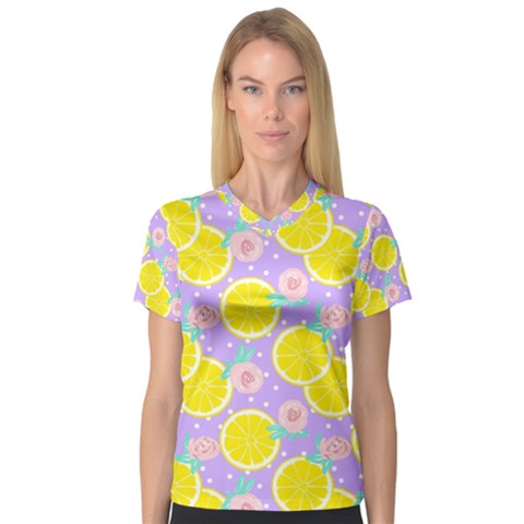 Purple Lemons  V-neck Sport Mesh Tee by ConteMonfrey