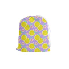 Purple Lemons  Drawstring Pouch (medium) by ConteMonfrey