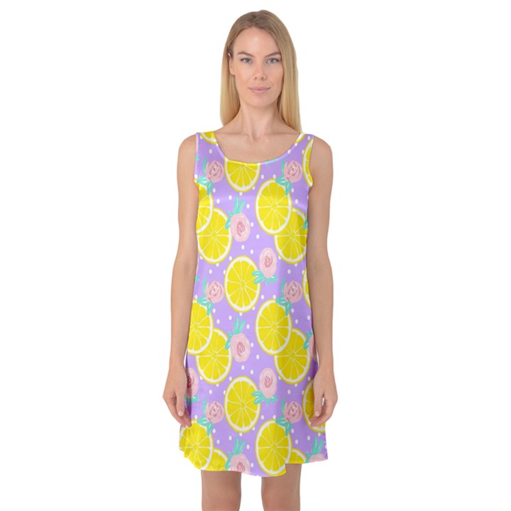 Purple lemons  Sleeveless Satin Nightdress