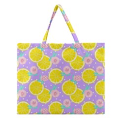 Purple Lemons  Zipper Large Tote Bag by ConteMonfrey