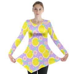 Purple Lemons  Long Sleeve Tunic  by ConteMonfrey