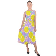 Purple Lemons  Midi Tie-back Chiffon Dress by ConteMonfrey