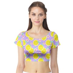 Purple Lemons  Short Sleeve Crop Top by ConteMonfrey