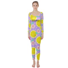 Purple Lemons  Long Sleeve Catsuit by ConteMonfrey