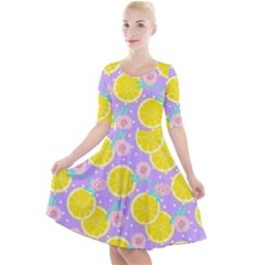 Purple Lemons  Quarter Sleeve A-line Dress by ConteMonfrey