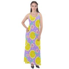 Purple Lemons  Sleeveless Velour Maxi Dress by ConteMonfrey