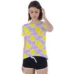 Purple Lemons  Short Sleeve Foldover Tee by ConteMonfrey