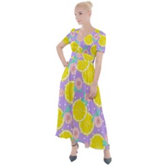 Purple Lemons  Button Up Short Sleeve Maxi Dress by ConteMonfrey