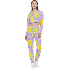 Purple Lemons  Cropped Zip Up Lounge Set by ConteMonfrey