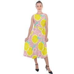 Pink Lemons Midi Tie-back Chiffon Dress by ConteMonfrey