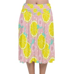 Pink Lemons Velvet Flared Midi Skirt by ConteMonfrey