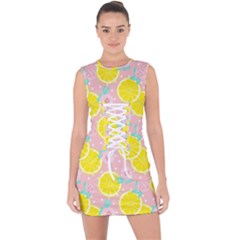 Pink Lemons Lace Up Front Bodycon Dress by ConteMonfrey