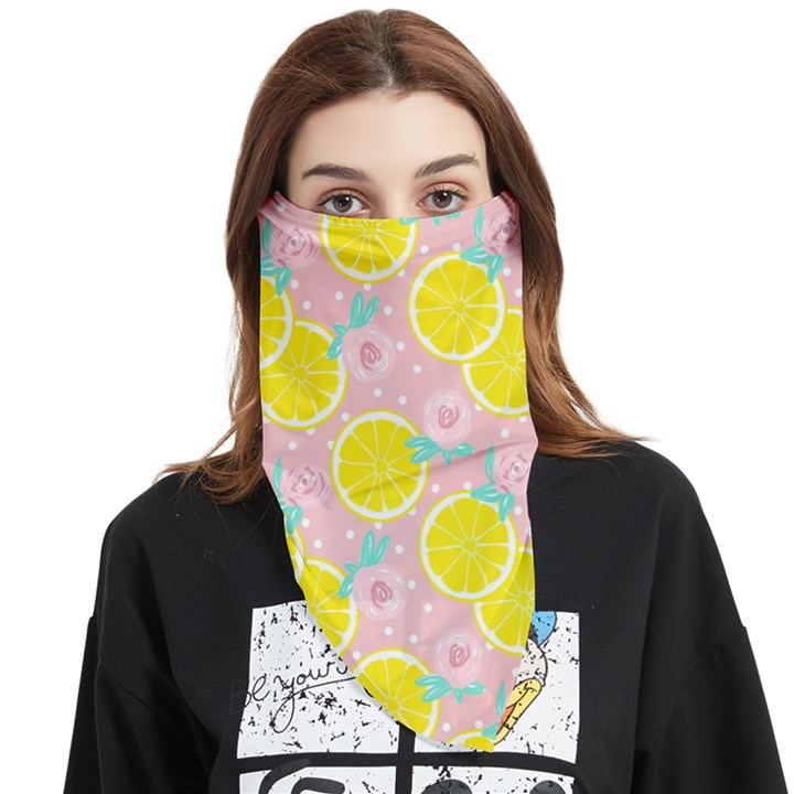 Pink lemons Face Covering Bandana (Triangle)