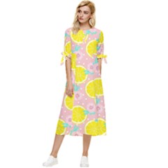 Pink Lemons Bow Sleeve Chiffon Midi Dress by ConteMonfrey