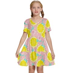 Pink Lemons Kids  Short Sleeve Tiered Mini Dress by ConteMonfrey