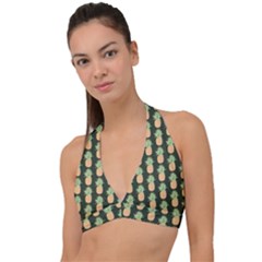 Pineapple Green Halter Plunge Bikini Top by ConteMonfrey