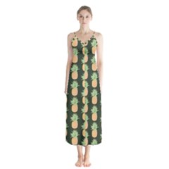 Pineapple Green Button Up Chiffon Maxi Dress by ConteMonfrey