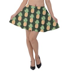 Pineapple Green Velvet Skater Skirt