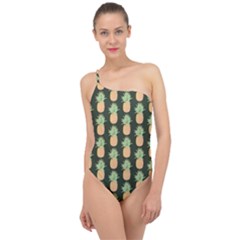 Pineapple Green Classic One Shoulder Swimsuit by ConteMonfrey