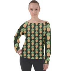 Pineapple Green Off Shoulder Long Sleeve Velour Top by ConteMonfrey