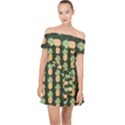 Pineapple Green Off Shoulder Chiffon Dress View1