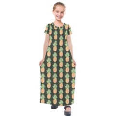 Pineapple Green Kids  Short Sleeve Maxi Dress by ConteMonfrey