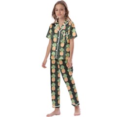 Pineapple Green Kids  Satin Short Sleeve Pajamas Set by ConteMonfrey