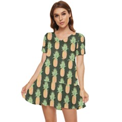 Pineapple Green Tiered Short Sleeve Babydoll Dress by ConteMonfrey