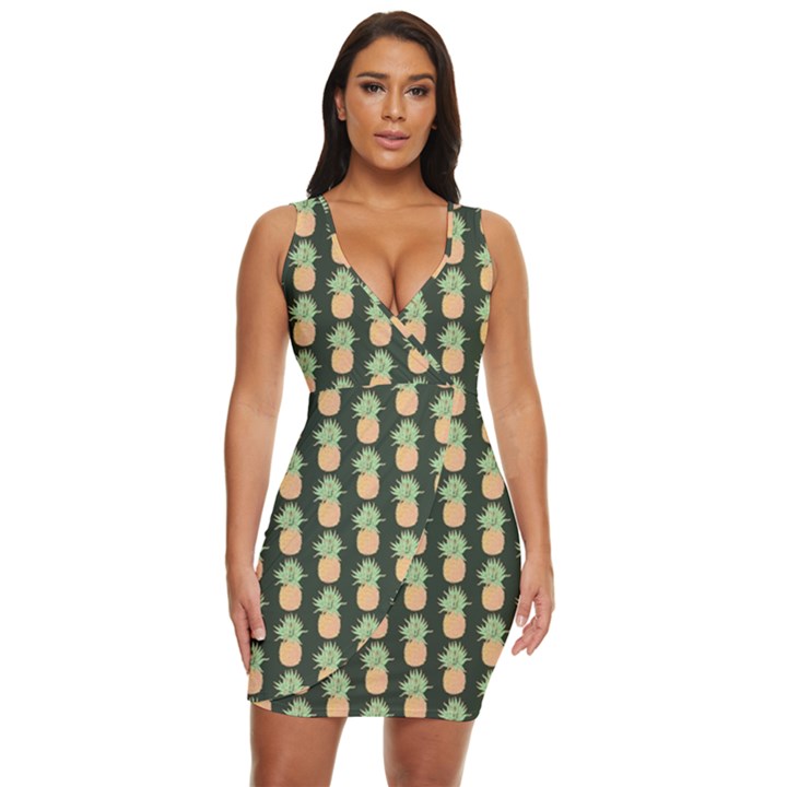 Pineapple Green Draped Bodycon Dress