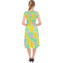 Green lemons Cap Sleeve Front Wrap Midi Dress View2