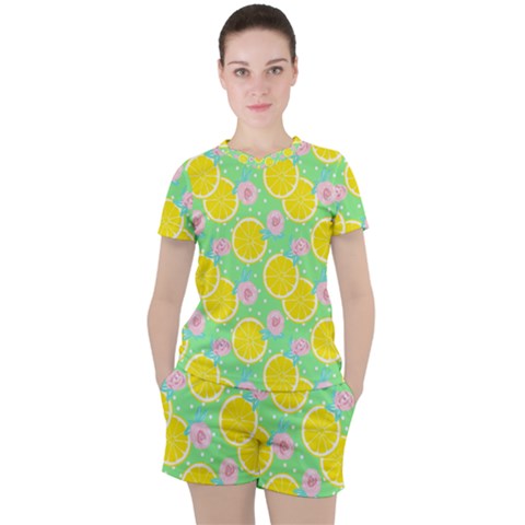 Green Lemons Women s Tee And Shorts Set by ConteMonfrey