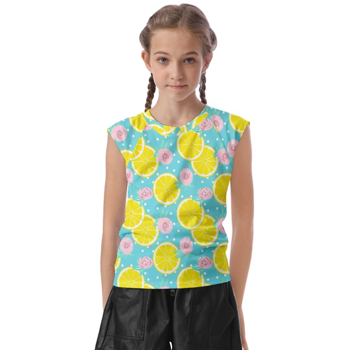 Blue neon lemons Kids  Raglan Cap Sleeve Tee