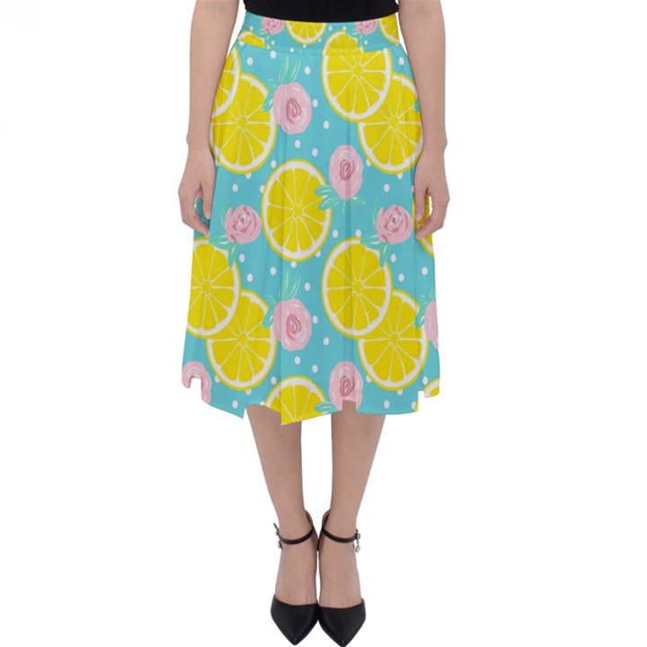 Blue neon lemons Classic Midi Skirt