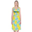 Blue neon lemons Midi Sleeveless Dress View1