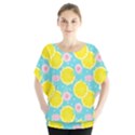 Blue neon lemons Batwing Chiffon Blouse View1