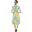 Blue neon lemons Cap Sleeve Front Wrap Midi Dress View2