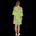 Blue neon lemons Velour Kimono Dress View4