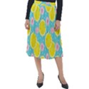 Blue neon lemons Classic Velour Midi Skirt  View1