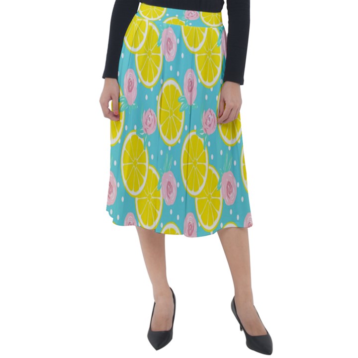 Blue neon lemons Classic Velour Midi Skirt 